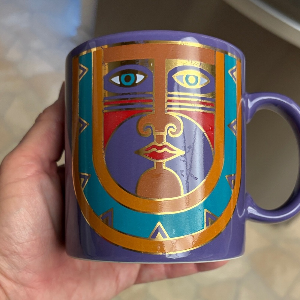 Laurel Burch Colorful Abstract Face Mug